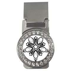 Star Sunflower Flower Floral Black Money Clips (cz)  by Mariart