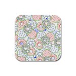 Donuts pattern Rubber Square Coaster (4 pack)  Front