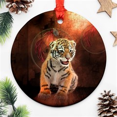 Cute Little Tiger Baby Ornament (round) by FantasyWorld7