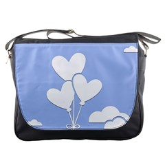 Clouds Sky Air Balloons Heart Blue Messenger Bags by Nexatart