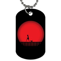 Girl Cat Scary Red Animal Pet Dog Tag (one Side) by Nexatart