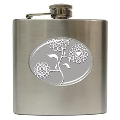 Flower Heart Plant Symbol Love Hip Flask (6 Oz) by Nexatart