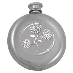 Flower Heart Plant Symbol Love Round Hip Flask (5 Oz) by Nexatart