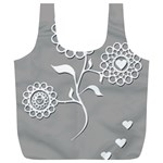 Flower Heart Plant Symbol Love Full Print Recycle Bags (L)  Back