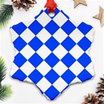 Blue White Diamonds Seamless Snowflake Ornament (Two Sides) Front