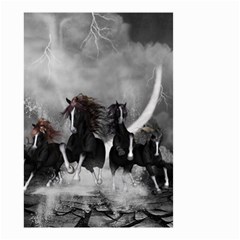 Awesome Wild Black Horses Running In The Night Small Garden Flag (two Sides) by FantasyWorld7