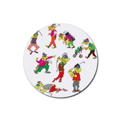 Golfers Athletes Rubber Round Coaster (4 Pack)  by Nexatart