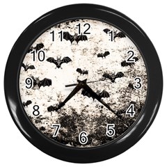 Vintage Halloween Bat Pattern Wall Clocks (black) by Valentinaart