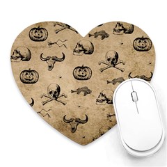 Vintage Halloween Pattern Heart Mousepads by Valentinaart