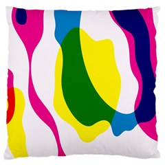 Anatomicalrainbow Wave Chevron Pink Blue Yellow Green Large Flano Cushion Case (one Side) by Mariart