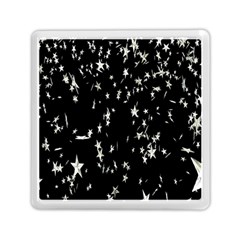 Falling Spinning Silver Stars Space White Black Memory Card Reader (square)  by Mariart