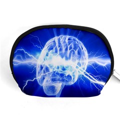 Lightning Brain Blue Accessory Pouches (medium)  by Mariart