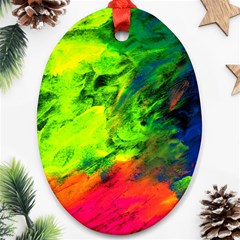 Neon Rainbow Green Pink Blue Red Painting Oval Ornament (two Sides) by Mariart