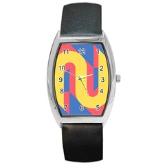 Rainbow Sign Yellow Red Blue Retro Barrel Style Metal Watch by Mariart