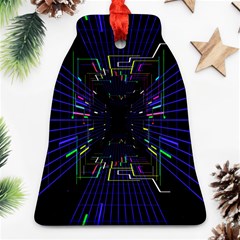 Seamless 3d Animation Digital Futuristic Tunnel Path Color Changing Geometric Electrical Line Zoomin Bell Ornament (two Sides) by Mariart