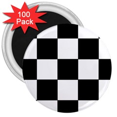 Grid Domino Bank And Black 3  Magnets (100 Pack) by Nexatart