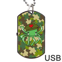 Octopus Army Ocean Marine Sea Dog Tag Usb Flash (one Side) by Nexatart