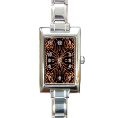 Golden Fire Pattern Polygon Space Rectangle Italian Charm Watch by Mariart