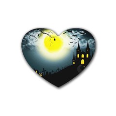 Halloween Landscape Rubber Coaster (heart)  by ValentinaDesign