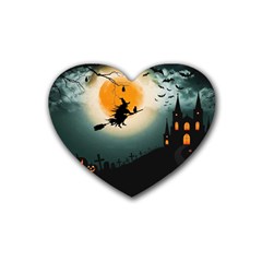 Halloween Landscape Rubber Coaster (heart)  by ValentinaDesign