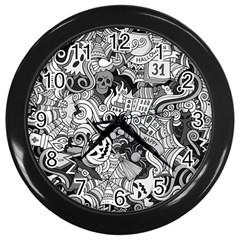 Halloween Pattern Wall Clocks (black) by ValentinaDesign