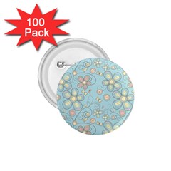 Flower Blue Butterfly Bird Yellow Floral Sexy 1 75  Buttons (100 Pack)  by Mariart