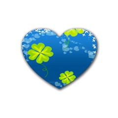 Flower Shamrock Green Blue Sexy Rubber Coaster (heart)  by Mariart