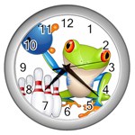 Tree Frog Bowler Wall Clocks (Silver)  Front