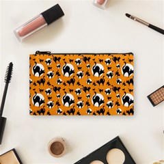 Pattern Halloween Black Cat Hissing Cosmetic Bag (small)  by iCreate