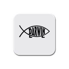 Darwin Fish Rubber Square Coaster (4 Pack)  by Valentinaart