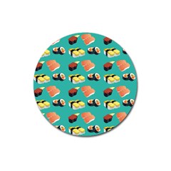 Sushi Pattern Magnet 3  (round) by Valentinaart