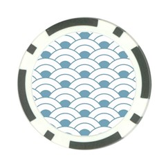 Art Deco,shell Pattern,teal,white Poker Chip Card Guard by NouveauDesign