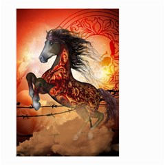 Awesome Creepy Running Horse With Skulls Small Garden Flag (two Sides) by FantasyWorld7