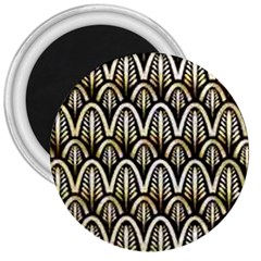 Art Deco Gold Black Shell Pattern 3  Magnets by NouveauDesign