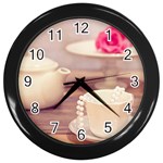 high tea, shabby chic Wall Clocks (Black) Front