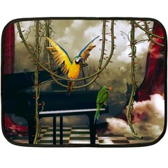 Funny Parrots In A Fantasy World Double Sided Fleece Blanket (mini)  by FantasyWorld7