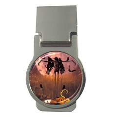 Halloween Design With Scarecrow, Crow And Pumpkin Money Clips (round)  by FantasyWorld7