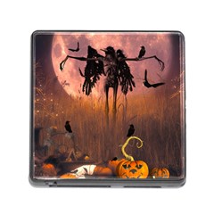 Halloween Design With Scarecrow, Crow And Pumpkin Memory Card Reader (square) by FantasyWorld7