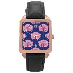 Beautiful Art Nouvea Floral Pattern Rose Gold Leather Watch  by NouveauDesign