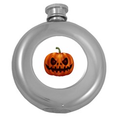 Halloween Pumpkin Round Hip Flask (5 Oz) by Valentinaart