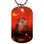 Cute Little Kitten, Red Background Dog Tag (Two Sides) Front