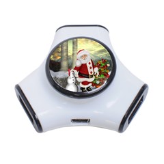 Sanata Claus With Snowman And Christmas Tree 3-port Usb Hub by FantasyWorld7