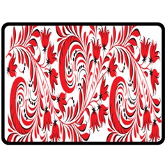 Red Flower Floral Leaf Fleece Blanket (large)  by Mariart