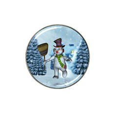 Funny Grimly Snowman In A Winter Landscape Hat Clip Ball Marker by FantasyWorld7