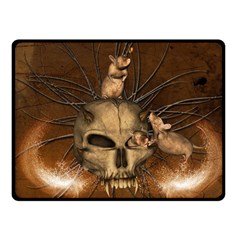 Awesome Skull With Rat On Vintage Background Fleece Blanket (small) by FantasyWorld7