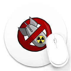 No Nuclear Weapons Round Mousepads by Valentinaart