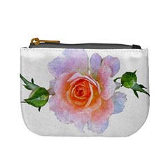 Pink Rose Flower, Floral Oil Painting Art Mini Coin Purses by picsaspassion