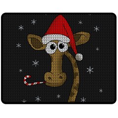 Christmas Giraffe  Fleece Blanket (medium)  by Valentinaart