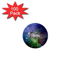 Wonderful Lion Silhouette On Dark Colorful Background 1  Mini Magnets (100 Pack)  by FantasyWorld7