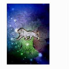 Wonderful Lion Silhouette On Dark Colorful Background Large Garden Flag (two Sides) by FantasyWorld7